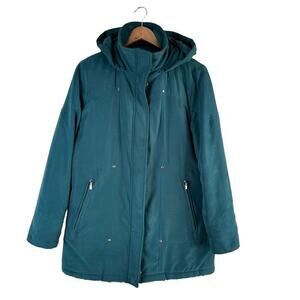Forecaster of Boston Vintage Puffer Coat Jacket Removable Hood Full Zip Teal, S‎